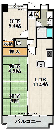 ラヴェニール宝塚中山台ドゥジェームの間取り