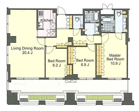 港区虎ノ門４丁目の賃貸マンションの間取り