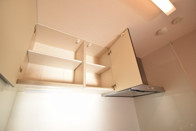 ミーツⅡのキッチン|キッチン上部に棚あります