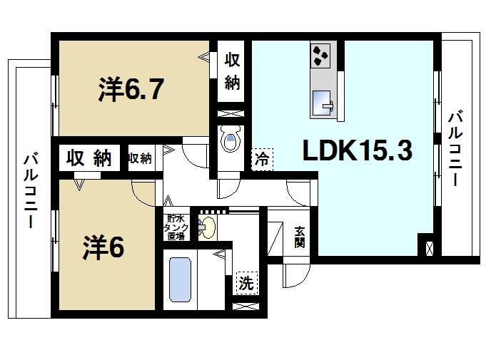 ガーデンヒルの間取り|2LDKの間取りです