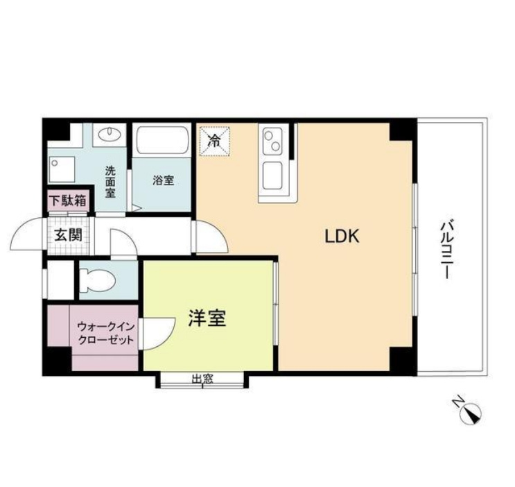 KDXレジデンス天神東Ⅱの間取り|KDXレジデンス天神東Ⅱ（1LDK）　間取り　写真は反転タイプ