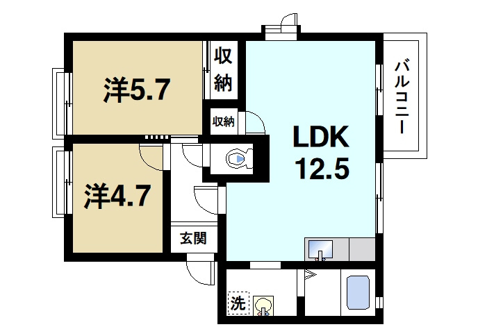 ハイツ光の間取り|2LDKへ改装