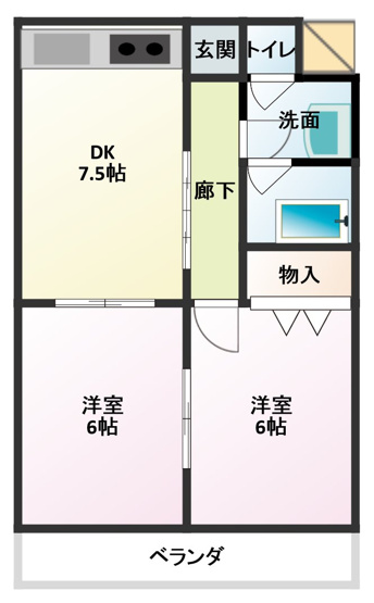 【間取り】 | エイトⅠ　２LDK