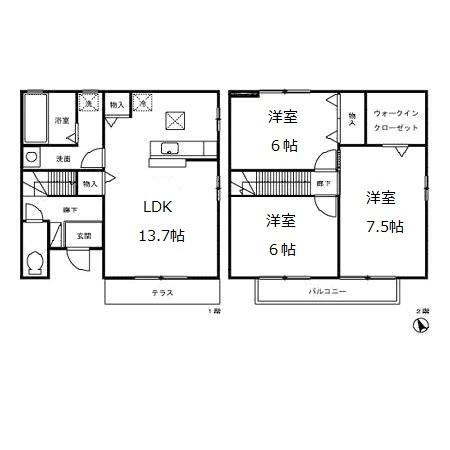 キャトルスクアール本宮の間取り