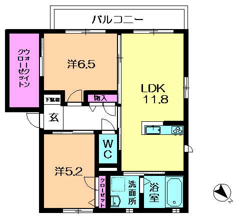 【間取り】 | グランディール玄兎B