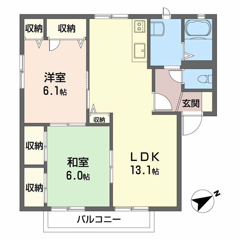 レインボーハイツB棟の間取り