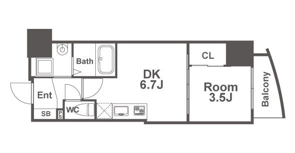 SERENiTE堺筋本町SUD（セレニテサカイスジホンマチエスユーディー）　BRAVI不動産の間取り
