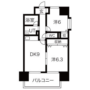 【間取り】 | ラフォーレ久宝園 | ←206号室の反転タイプです。
