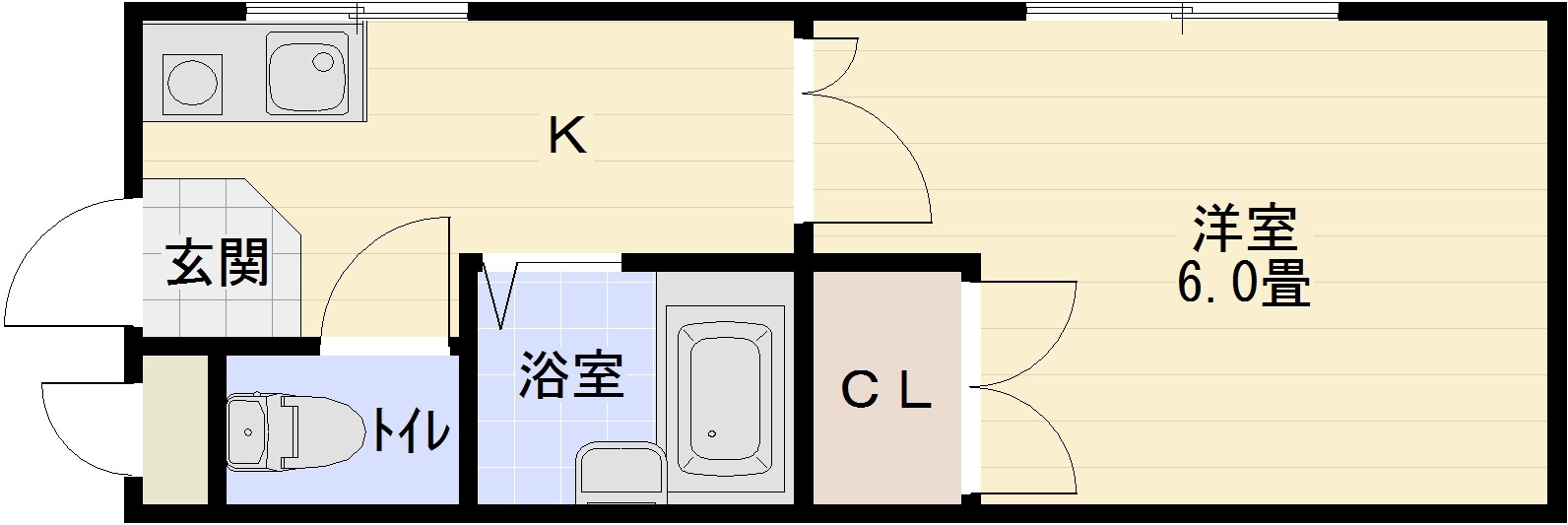 グリーンヒル110の間取り|柏原市　1Kマンション
