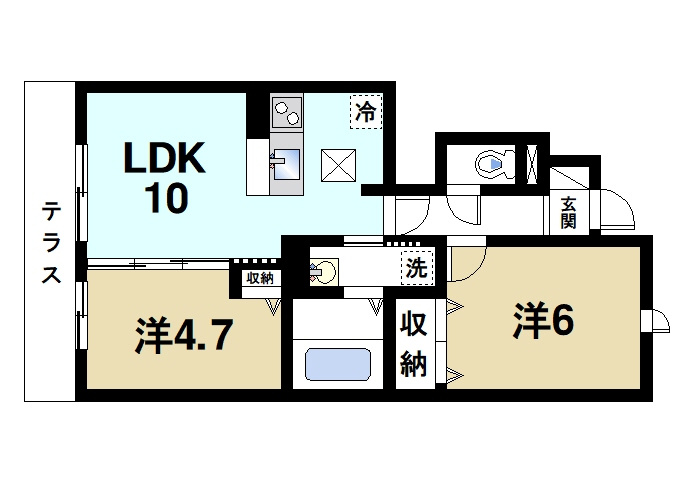 ドルチェヴィータ桜井の間取り|２LDKの間取りです