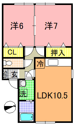 【間取り】 | ハイセレールセレブA | ファミリータイプの2LDK。