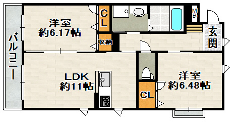 シャーメゾン山本丸橋Ｂ棟の間取り