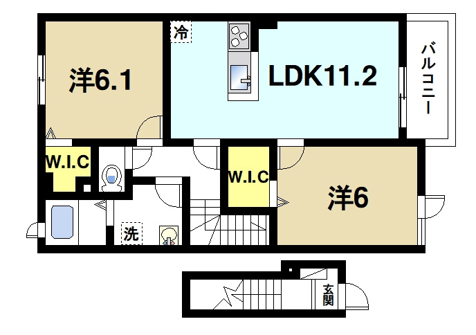 メゾン・ド・ユウの間取り|2LDKの間取り