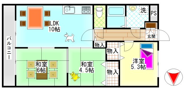 ネクスト倉田　東館の間取り|ネクスト倉田（岡山市中区倉田）RC賃貸マンション　間取り
