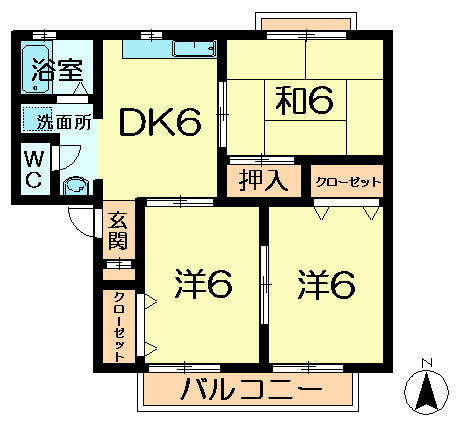 【間取り】 | ヴィラージュN　２Ⅱ