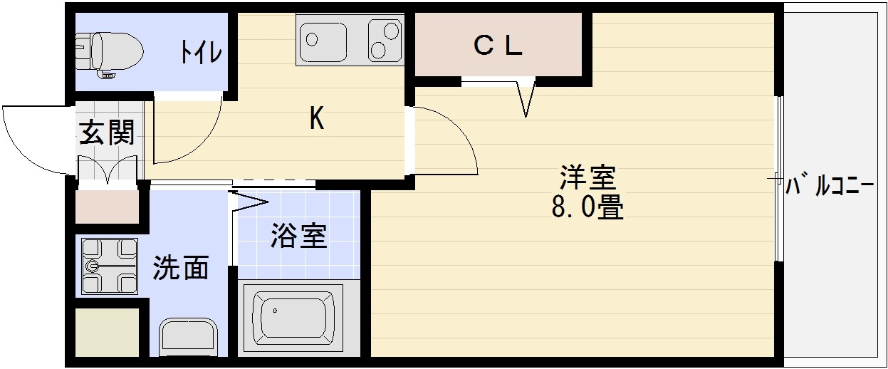 ステラウッド国分の間取り|柏原市　賃貸　1K