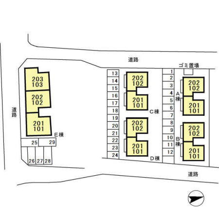 ヴィラフォーレBの区画図