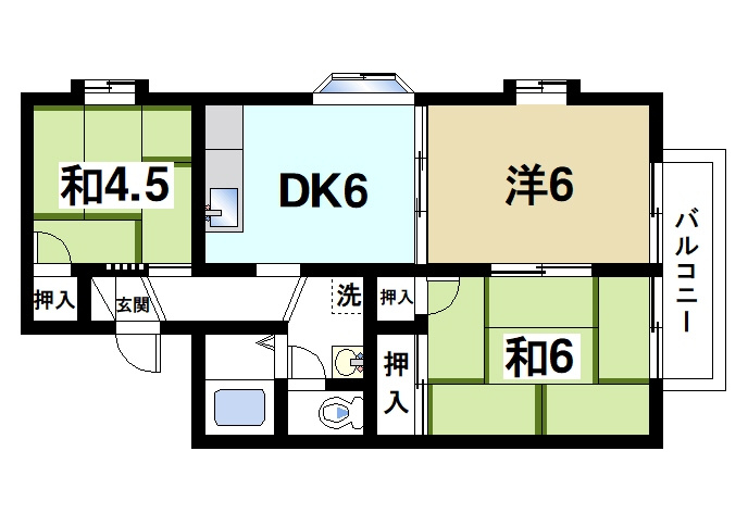 シャルム21の間取り|３DKの間取りです
