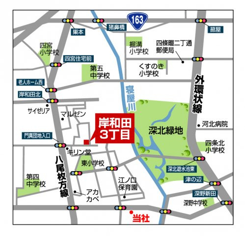 グラッド・タウン岸和田３丁目の地図