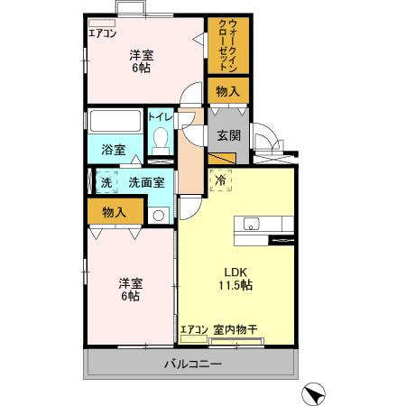 グランドソレイユＡの間取り
