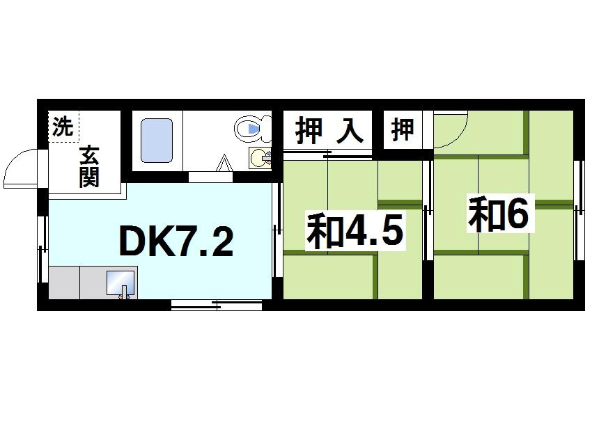 啓明パンションの間取り|２DKタイプです