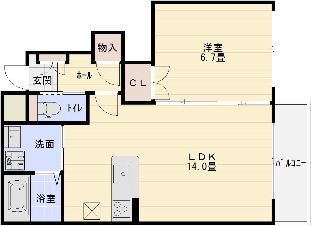 Franc Franc（フランフラン）の間取り|河内国分駅　Franc Franc（フランフラン）　1LDK