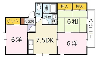 広島市安佐北区口田南１丁目のアパートの間取り