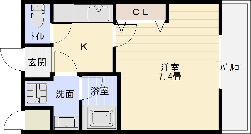 フジパレスパルトネールさとの2番館の間取り|八尾市　1K