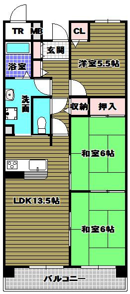 ライオンズマンション大阪狭山弐番館の間取り