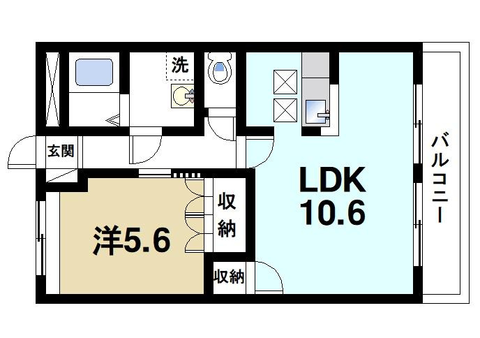 グレイス・ヴィラ（合場町）の間取り|リビングと居室それぞれがしっかり確保された間取りです