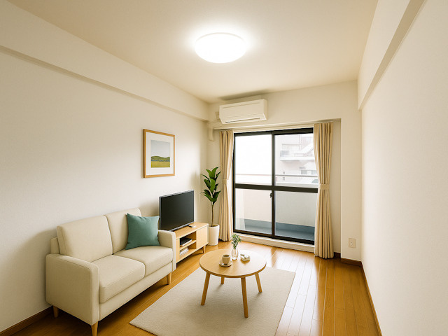 万葉Ⅰ（マンション万葉Ⅰ）の居間・リビング|CGで家具等を配置したもので家具等は含まれません。