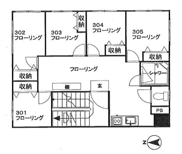 デュオ２４三筋の間取り|304号室です