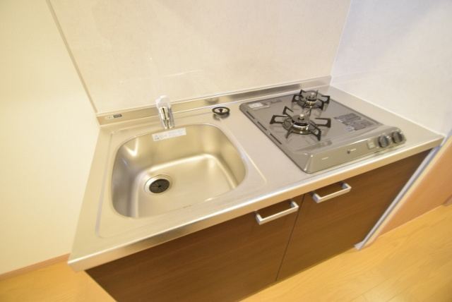 レオ四拾六番館のキッチン|2口ガスコンロのシステムキッチン