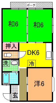 【間取り】 | サンライフ石沢 | 3DK