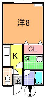 【間取り】 | ラフォーレ若葉 | 1K