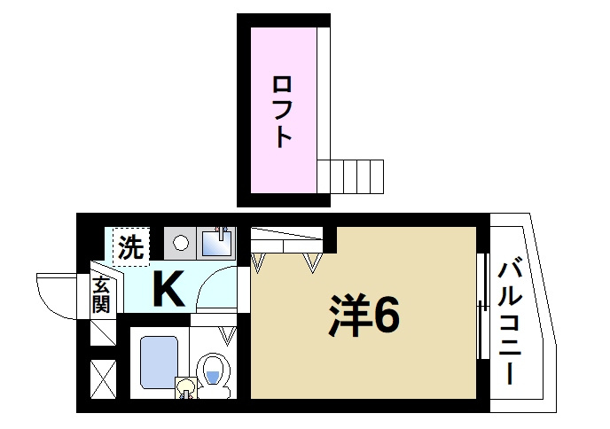 シティパレス佐保川Ｐ６の間取り|お一人暮らしにピッタリの1Ｋのお部屋です。