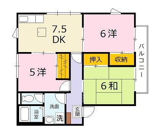広島市安佐北区口田４丁目のアパートの間取り