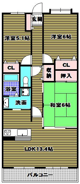 美加の台詩季ヶ丘マンションの間取り