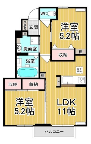 【間取り】 | ミルクロス | 日当たり良好☆オール洋間です♪