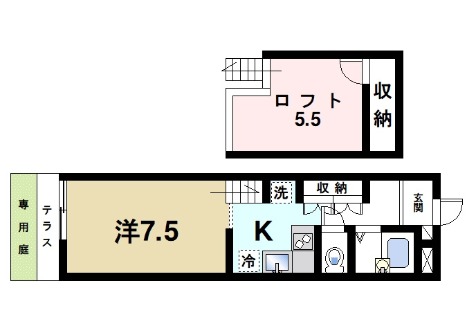 グローリー結崎の間取り|天井が高い、ロフト付きのお部屋です
