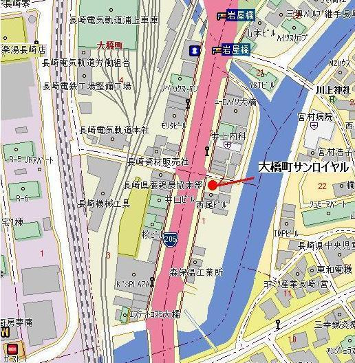 大橋町サンロイヤルの地図