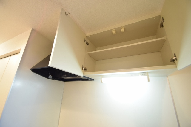 アンビックスプリアのキッチン|上部に棚あります