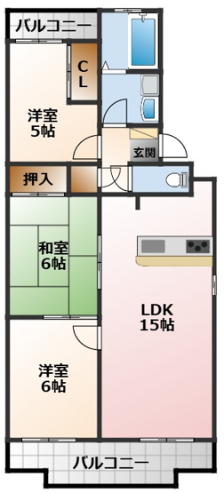 【間取り】 | サンハイツ若草西