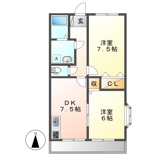 倉敷市中庄のアパートの間取り
