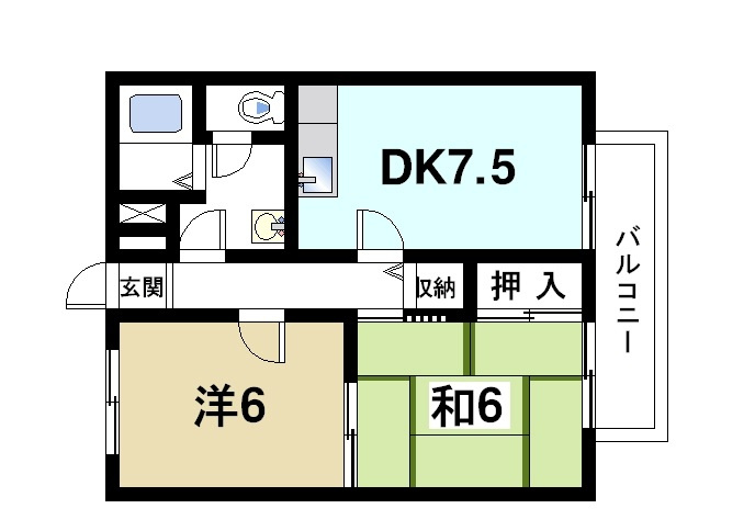 ビクトワールＡ棟の間取り|2DKの間取りになっております。