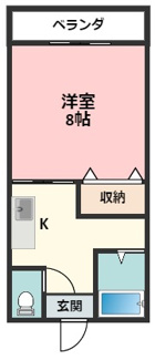 【間取り】 | メゾン悠遊 | お一人暮らしには一番主流の１DK！居室が広めでゆったりしています。