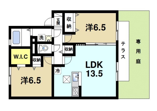 プレジールの間取り|風通しの良い快適な間取りです