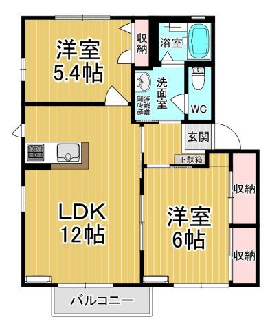【間取り】 | ラフォーレ・ハピネスD | 日当たり良好☆2階角部屋です♪