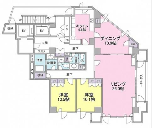 千代田区一番町の賃貸マンションの間取り