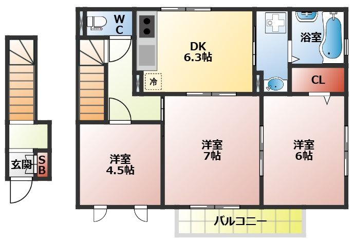ルーチェの間取り|2LDK